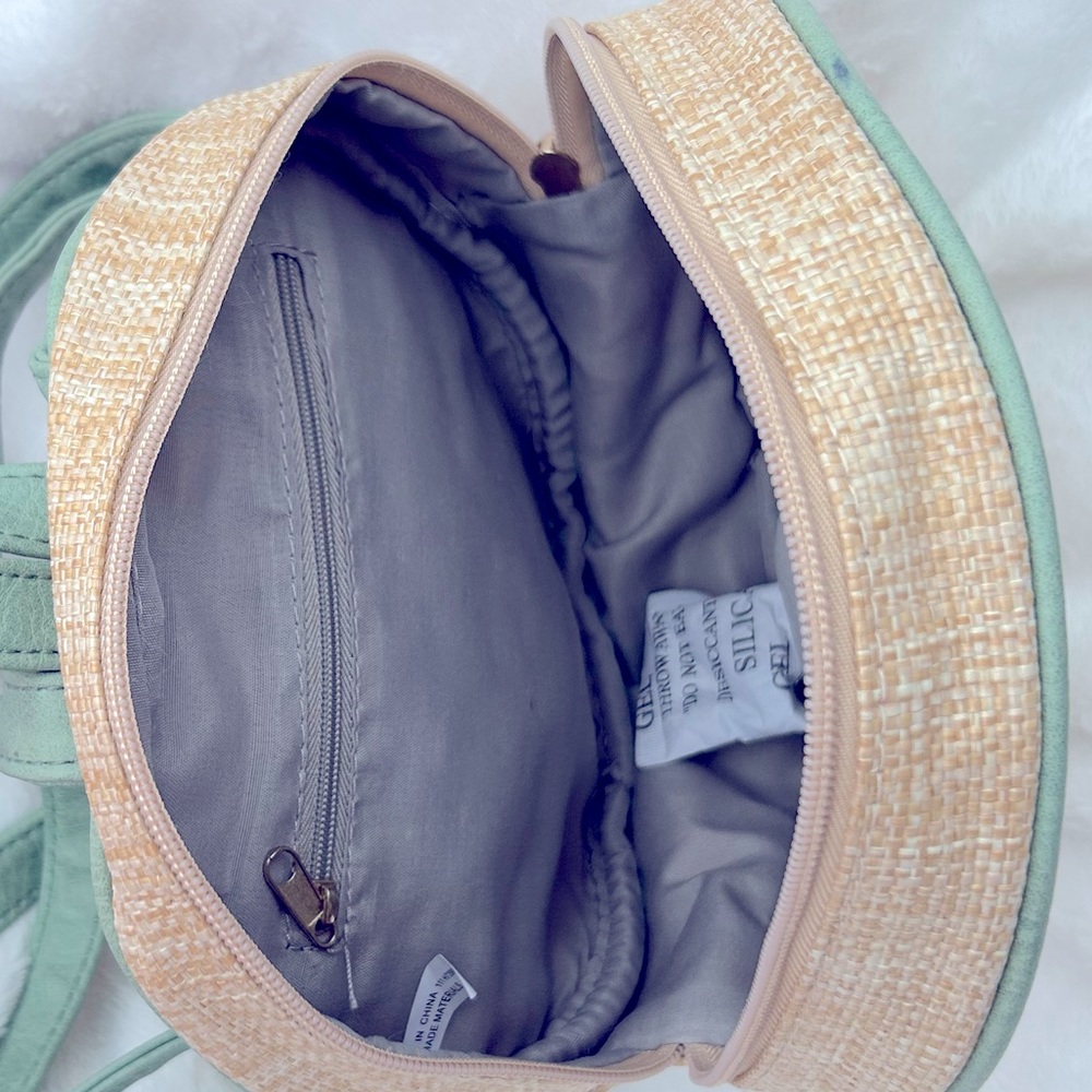 Adorable round palm tree smiley mini backpack, in jade & tan π΄π - Picture 7 of 7